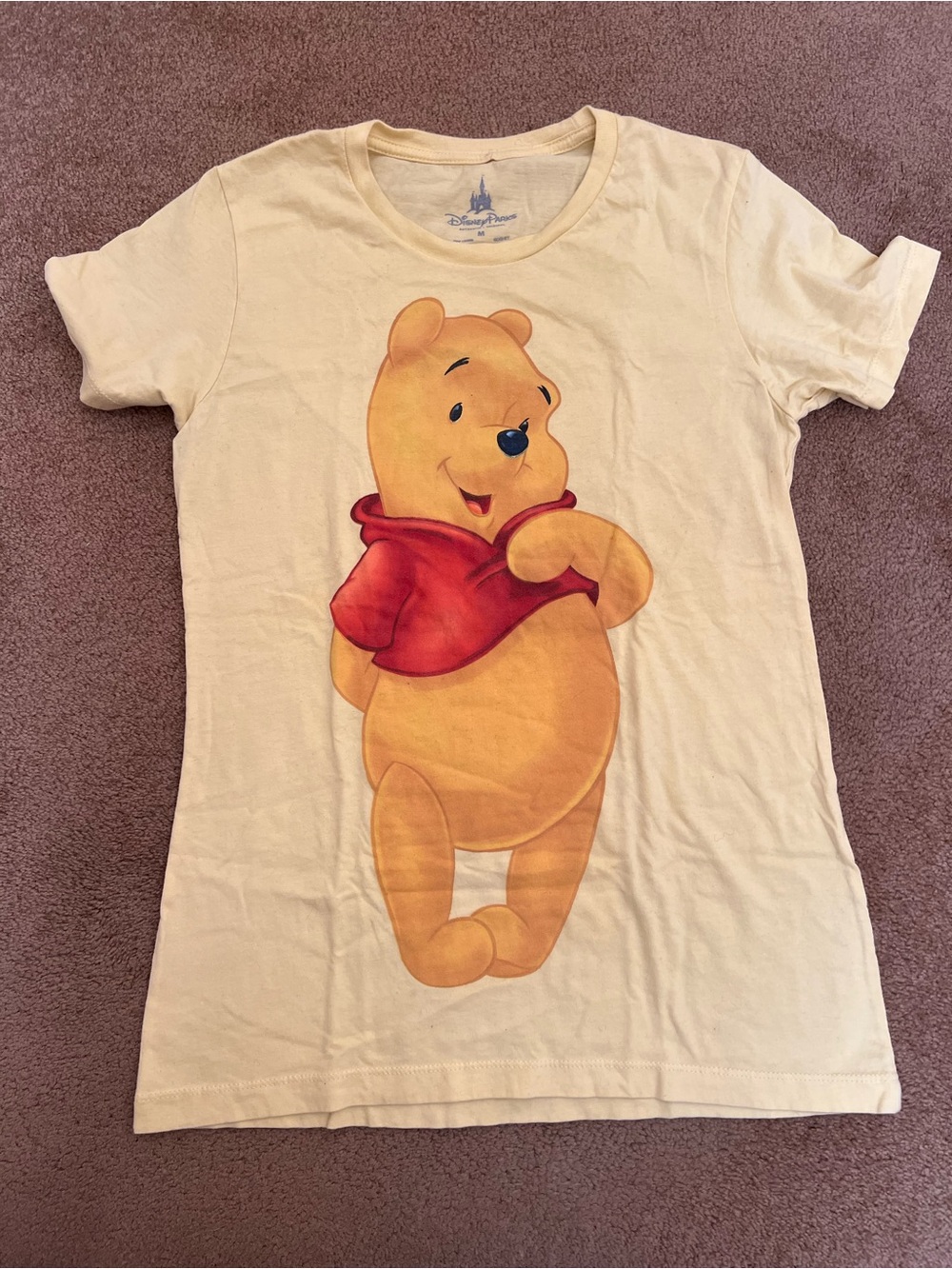 Women's Disney Yellow Short Sleeve Tee with Pooh Graphic